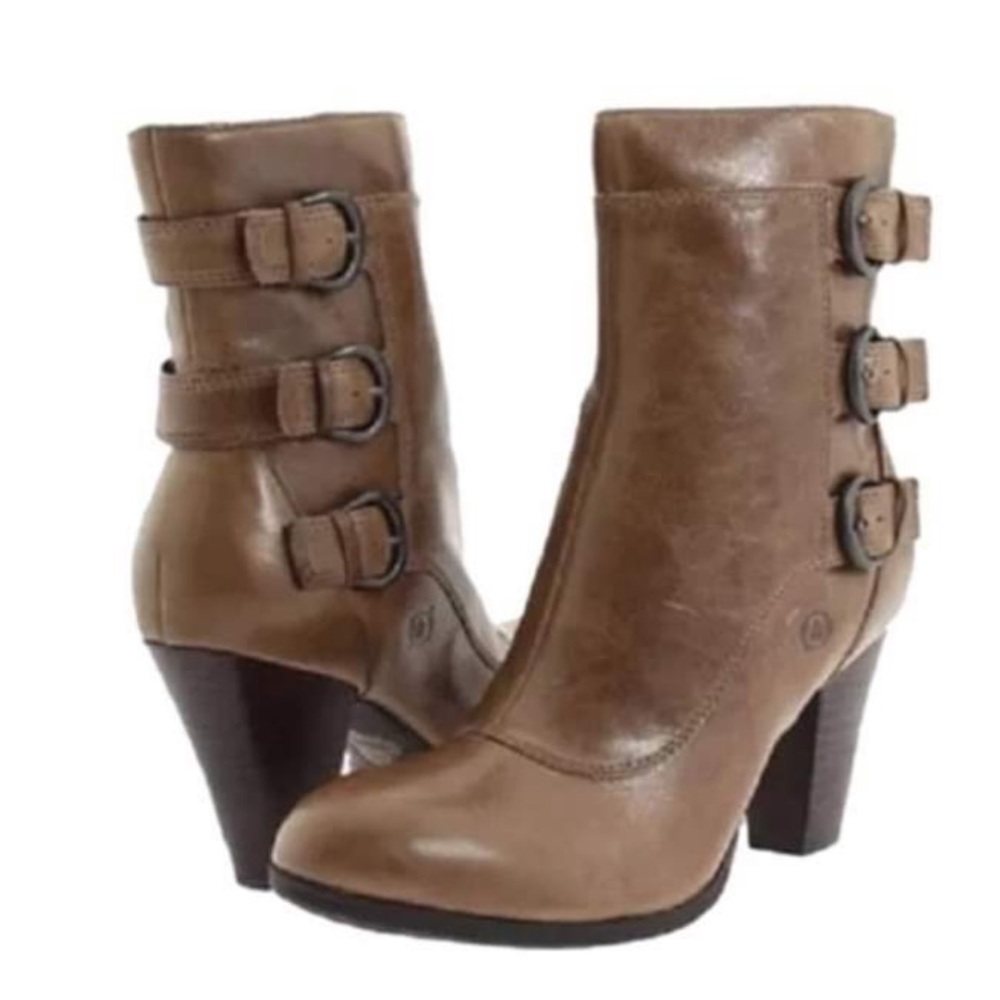 BORN 🦋 Vivi Brown Leather Mid Ankle Bootie